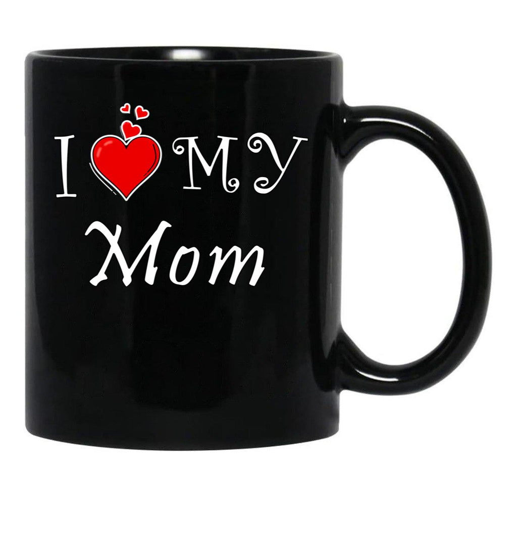I Love My Mom (33) Black Coffee Mug - Black
