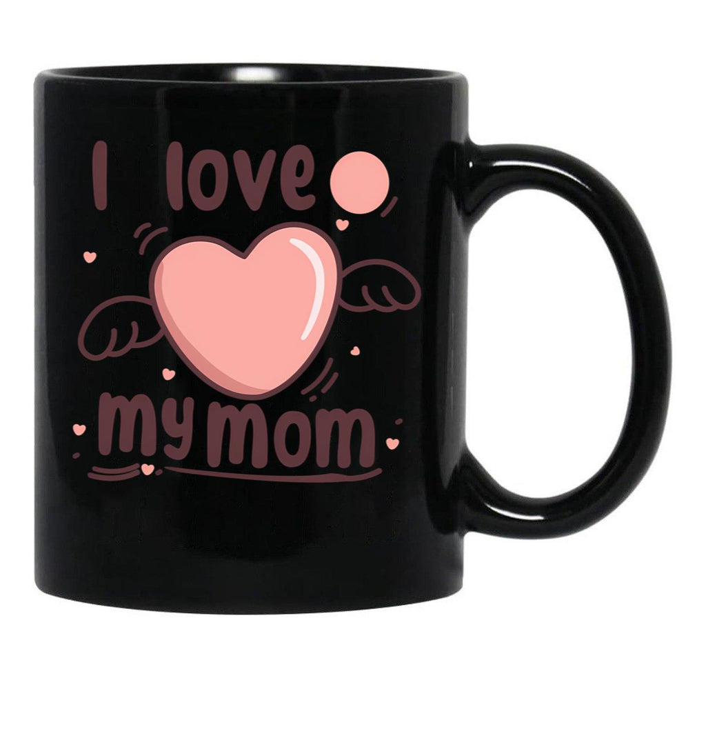 I Love My Mom (35) Black Coffee Mug - Black