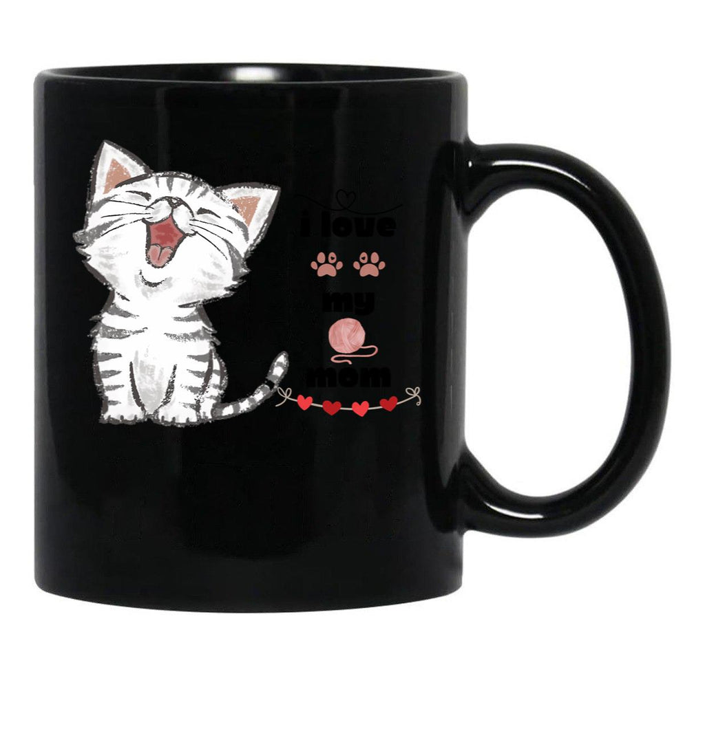 I Love My Mom (41) Black Coffee Mug - Black