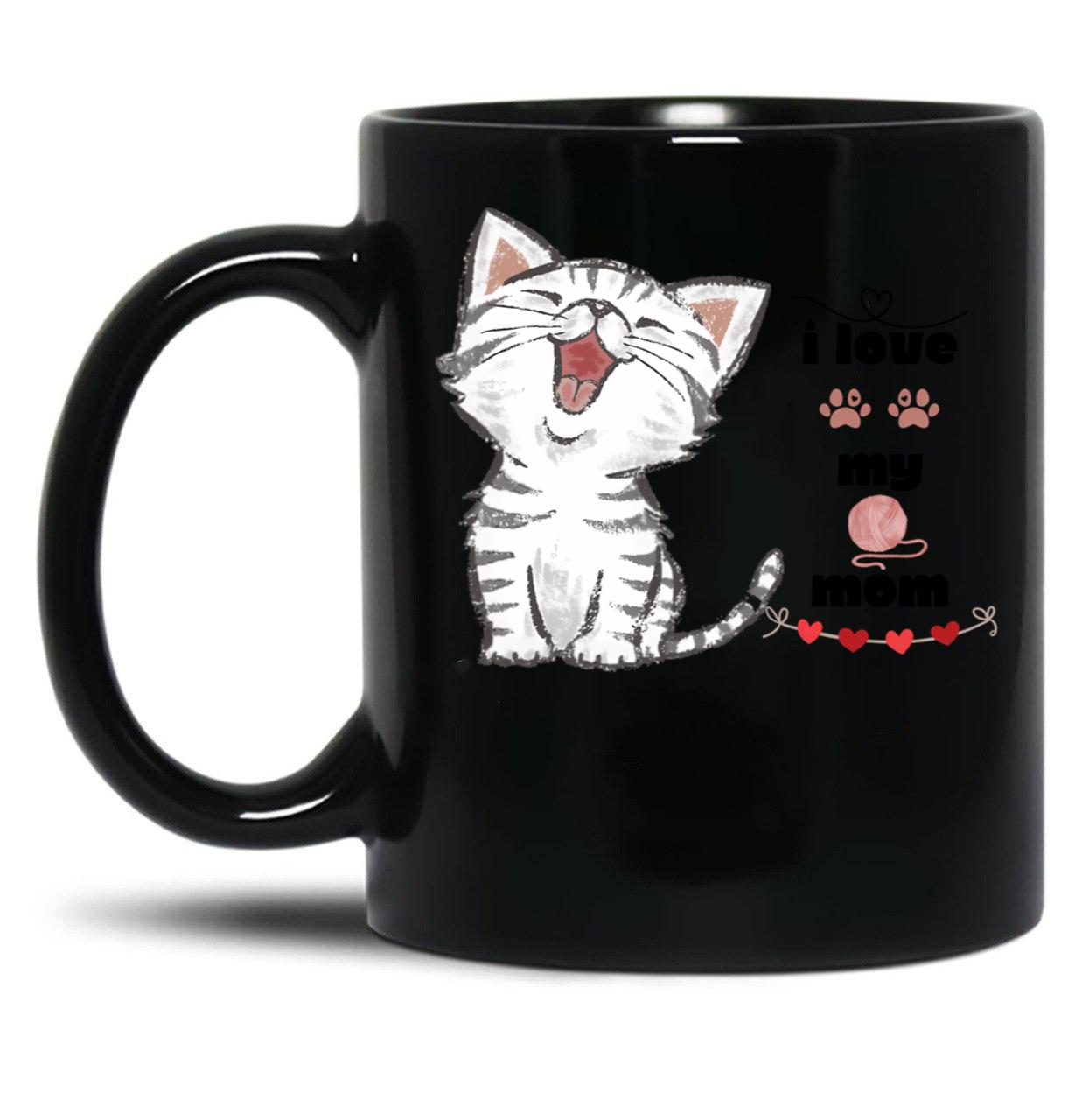 I Love My Mom (41) Black Coffee Mug