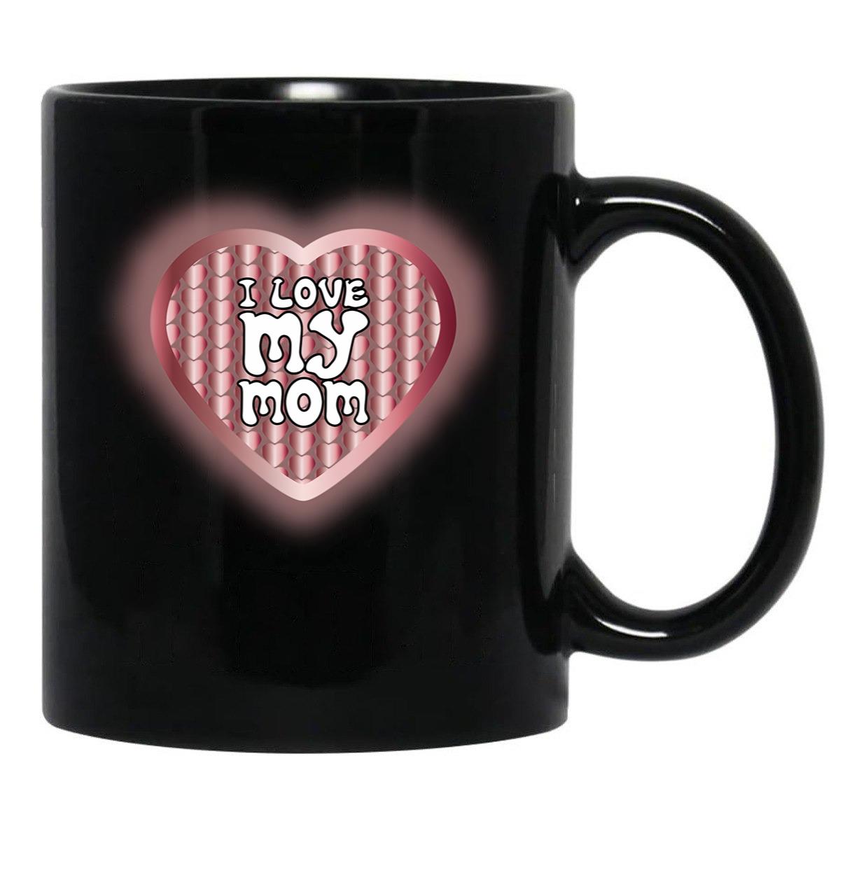I Love My Mom (42) Black Coffee Mug - Black