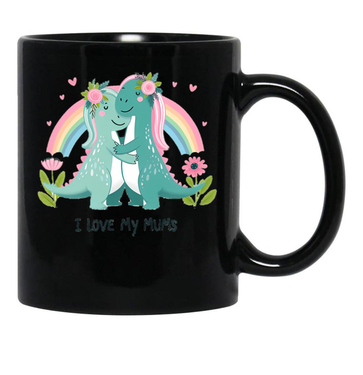 I Love My Mums (Lesbian) Black Coffee Mug - Black