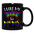 I Love My Two Moms Rainbow Flag Lesbian Butterflies Lgbt Black Coffee Mug - Black