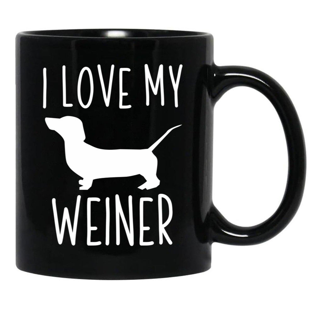 I Love My Weiner Black Coffee Mug - Black