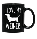 I Love My Weiner Black Coffee Mug - Black