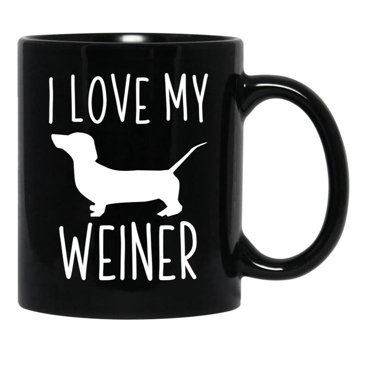I Love My Weiner Black Coffee Mug - Black