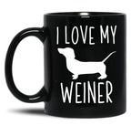 I Love My Weiner Black Coffee Mug