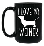 I Love My Weiner Black Coffee Mug