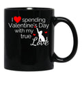 I Love Spending Valentine'S Day With My True Love Cat Black Coffee Mug - Black