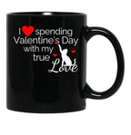 I Love Spending Valentine'S Day With My True Love Cat Black Coffee Mug - Black