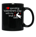 I Love Spending Valentine'S Day With My True Love Rabbit Black Coffee Mug - Black