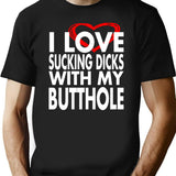 I Love Sucking Dicks with My Butthole Premium Heavyweight Cotton T-Shirt - Black