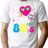 I Love The 80S Funny Vintage Retro 80'S 1980S Eighties Party T-Shirt for Men & Women, T-Shirts Graphic Tee - White
