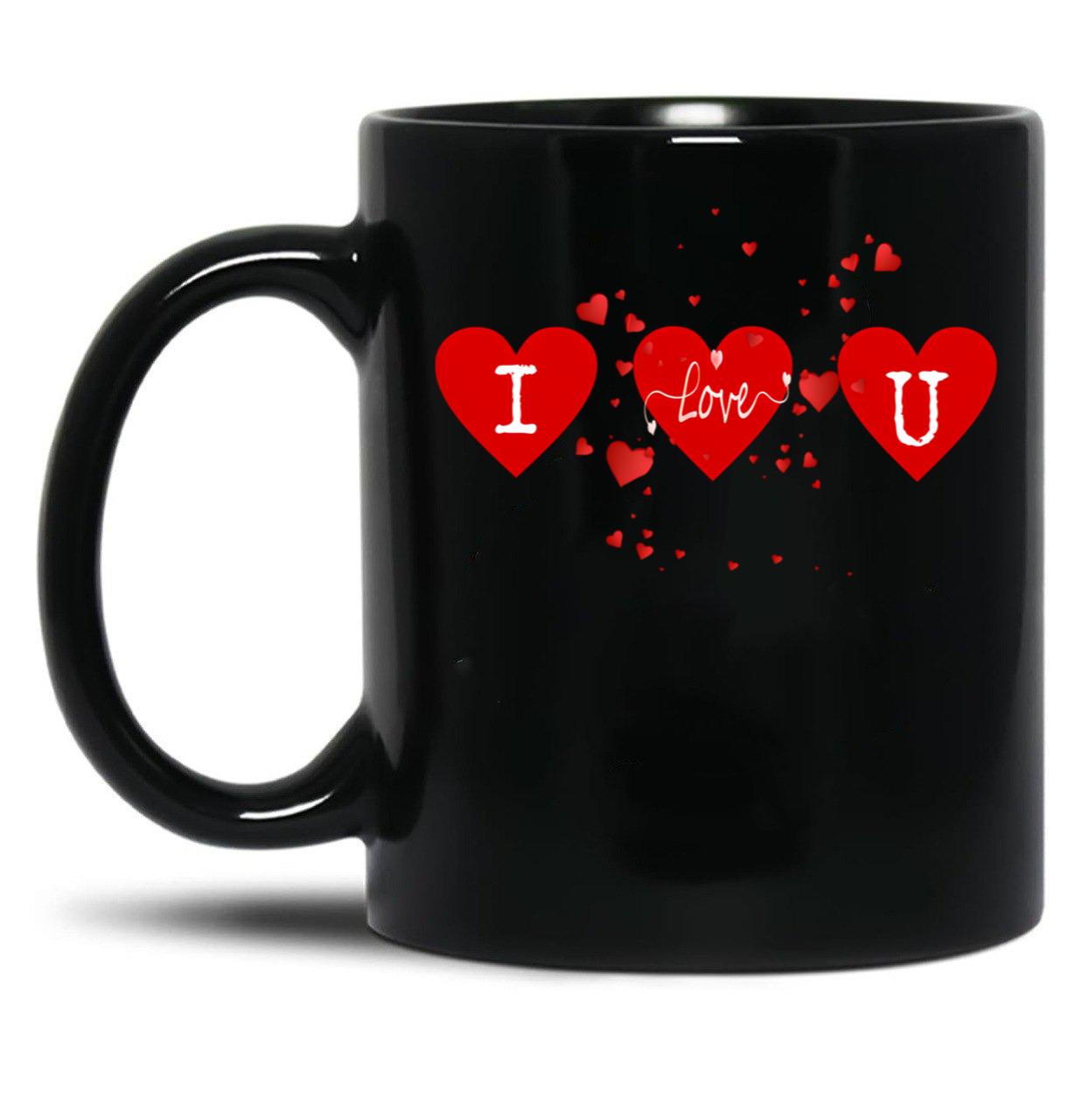 I Love U Black Coffee Mug