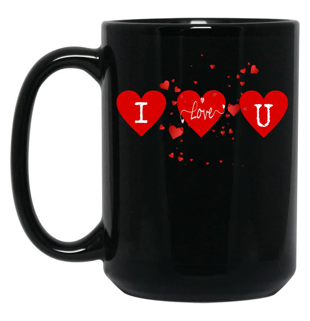 I Love U Black Coffee Mug