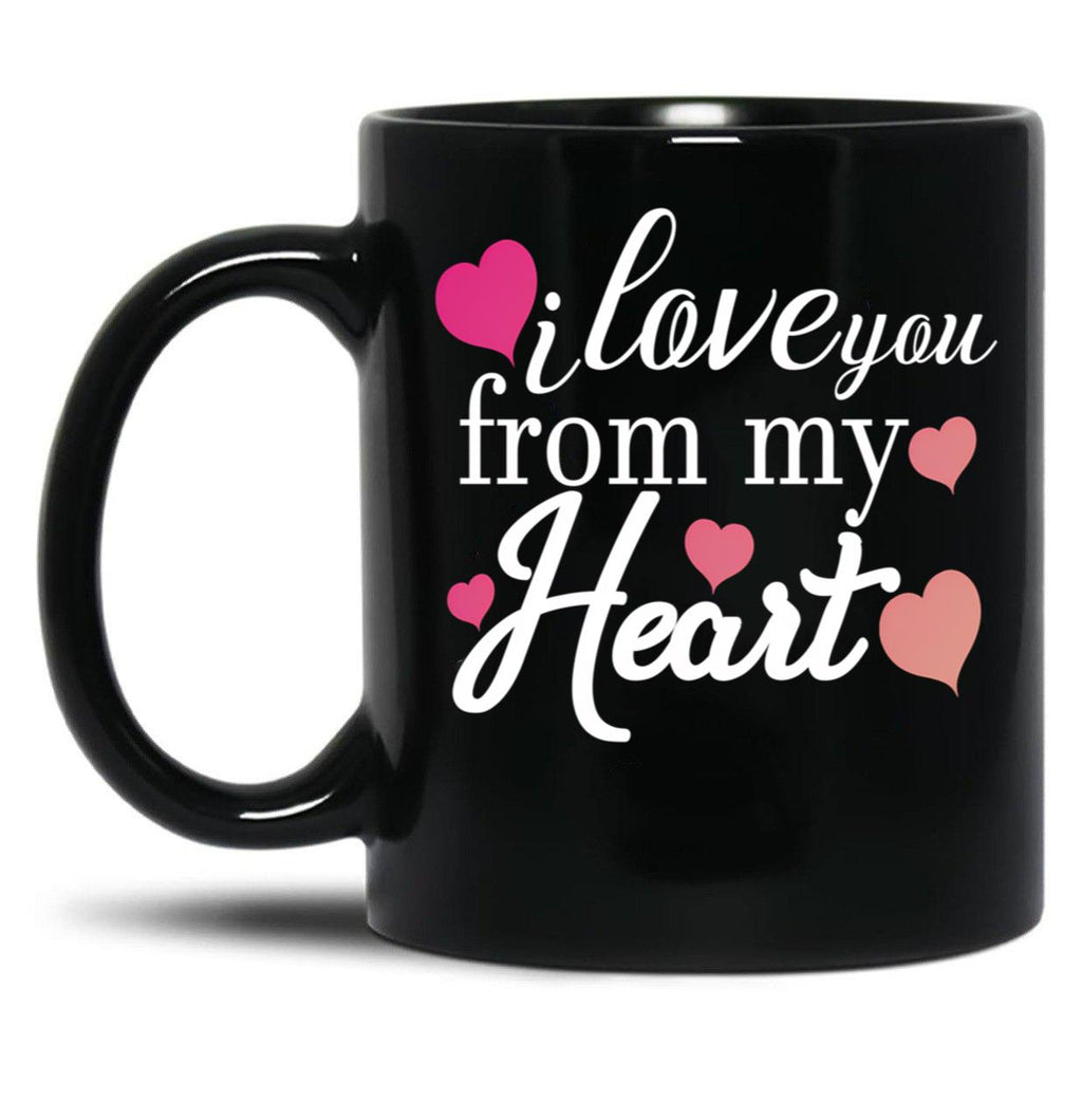 I Love You From My Heart Couples Valentines Day Mugs Black Coffee Mug