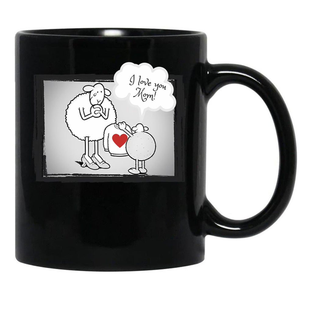 I Love You Mom Cream Black Coffee Mug - Black