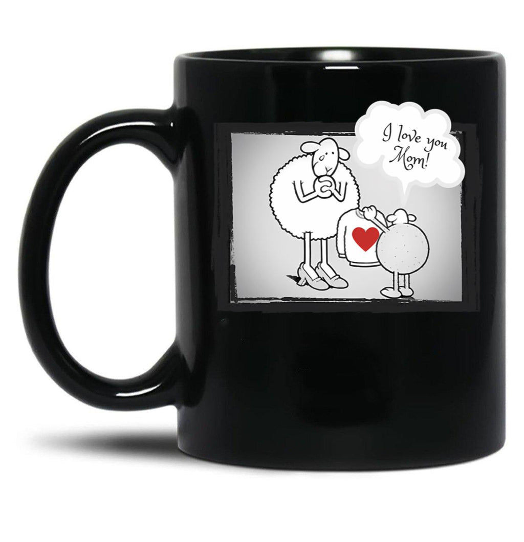 I Love You Mom Cream Black Coffee Mug