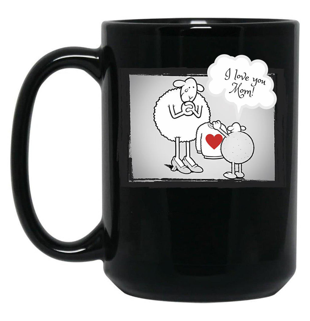 I Love You Mom Cream Black Coffee Mug