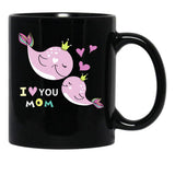 I Love You Mom - Cute Dolphin Mother'S Day Black Coffee Mug - Black