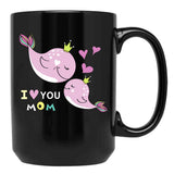I Love You Mom - Cute Dolphin Mother'S Day Black Coffee Mug - Black