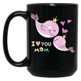 I Love You Mom - Cute Dolphin Mother'S Day Black Coffee Mug