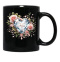 I Love You Mom Elegant Diamond Heart Roses Design Black Coffee Mug - Black
