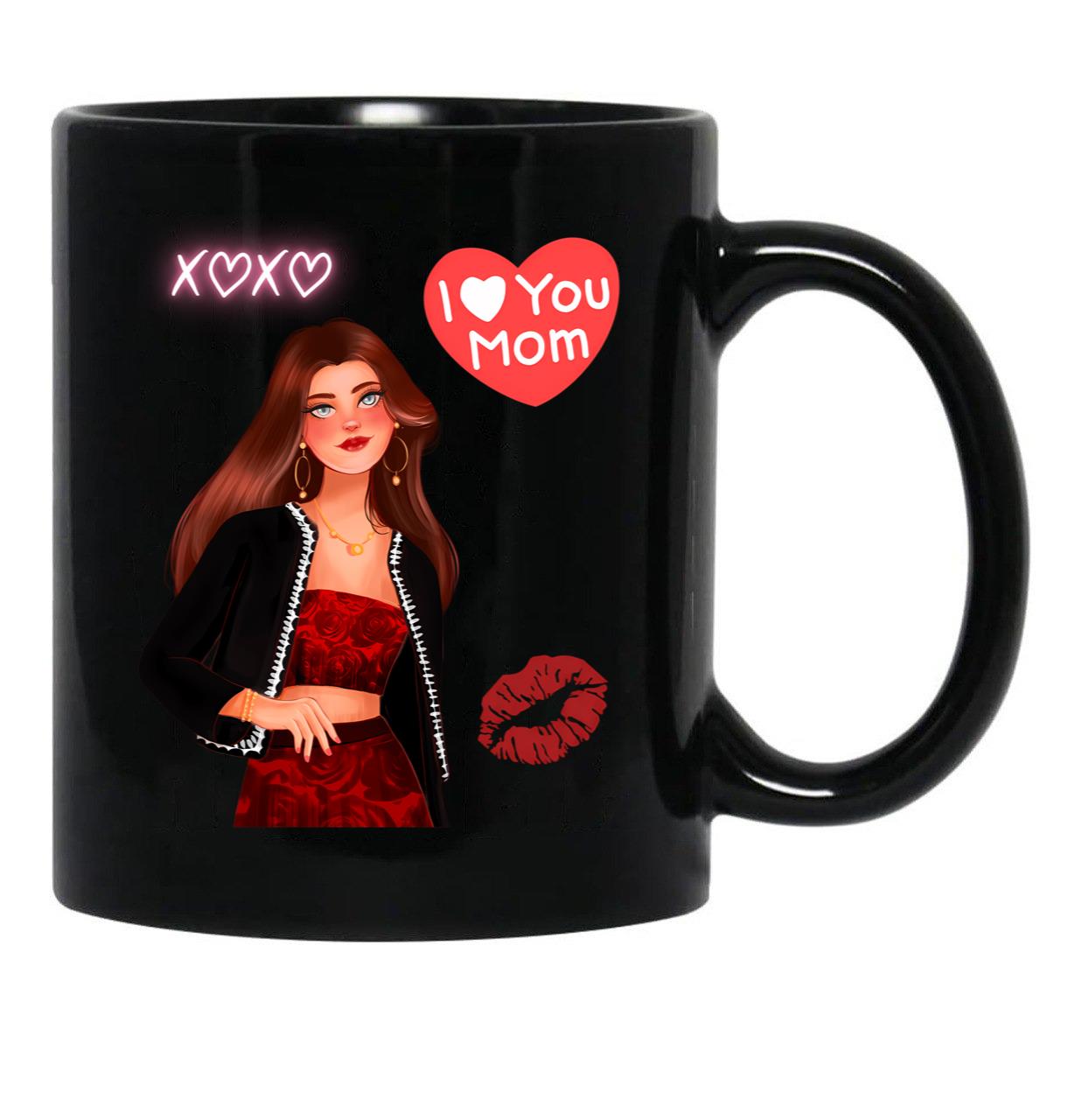 I Love You Mom - Mother'S Day Black Coffee Mug - Black