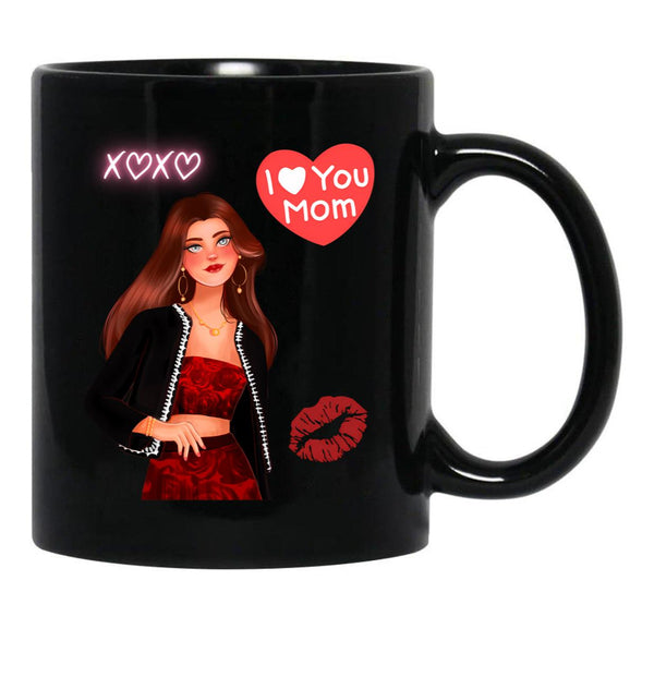 I Love You Mom - Mother'S Day Black Coffee Mug - Black