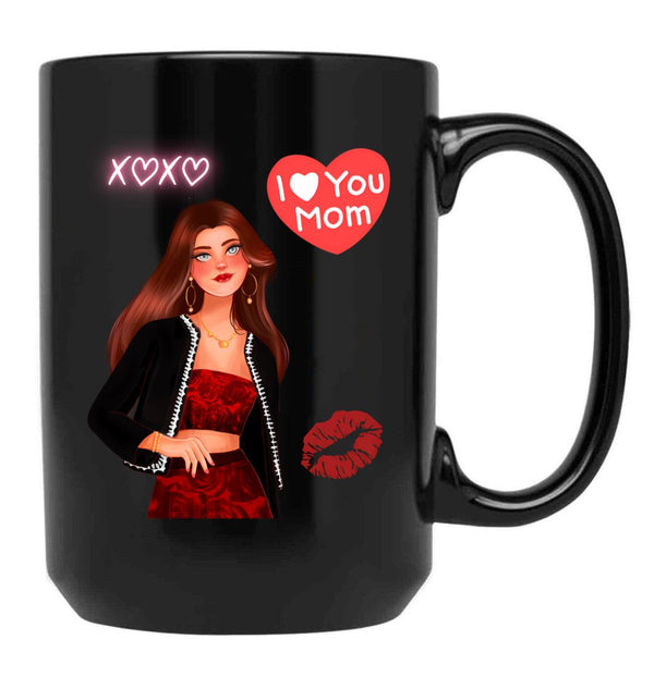 I Love You Mom - Mother'S Day Black Coffee Mug - Black