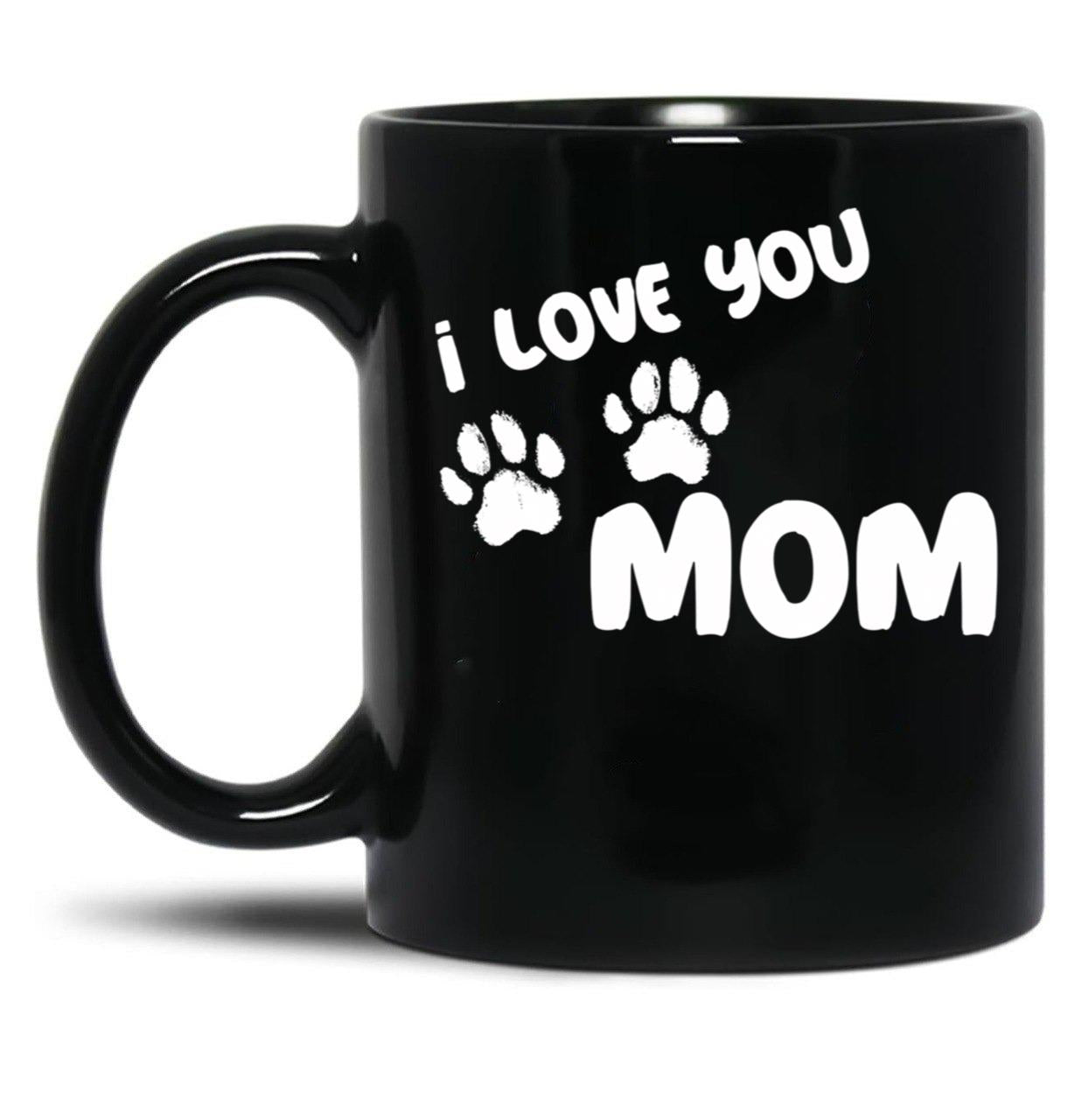 I Love You Mom Puppy Love For Dark TMug Black Coffee Mug