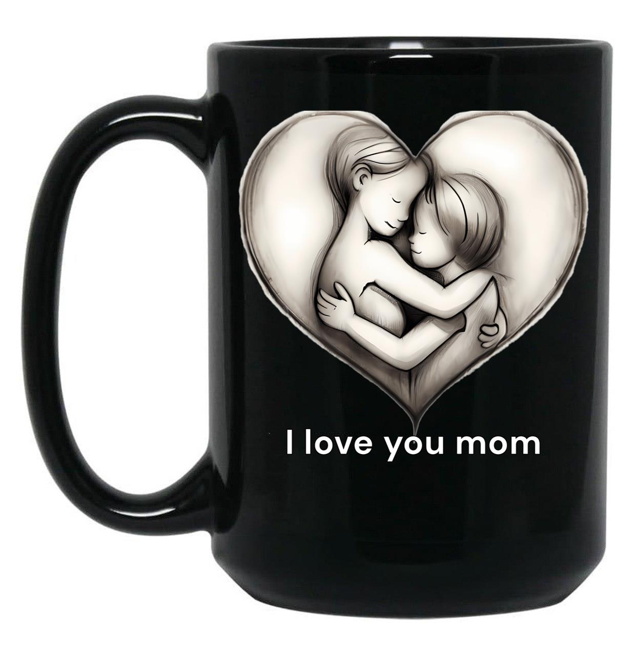 I Love You Mom (5) Black Coffee Mug