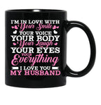 I Love You My Husband Wife Family Black Coffee Mug - Black