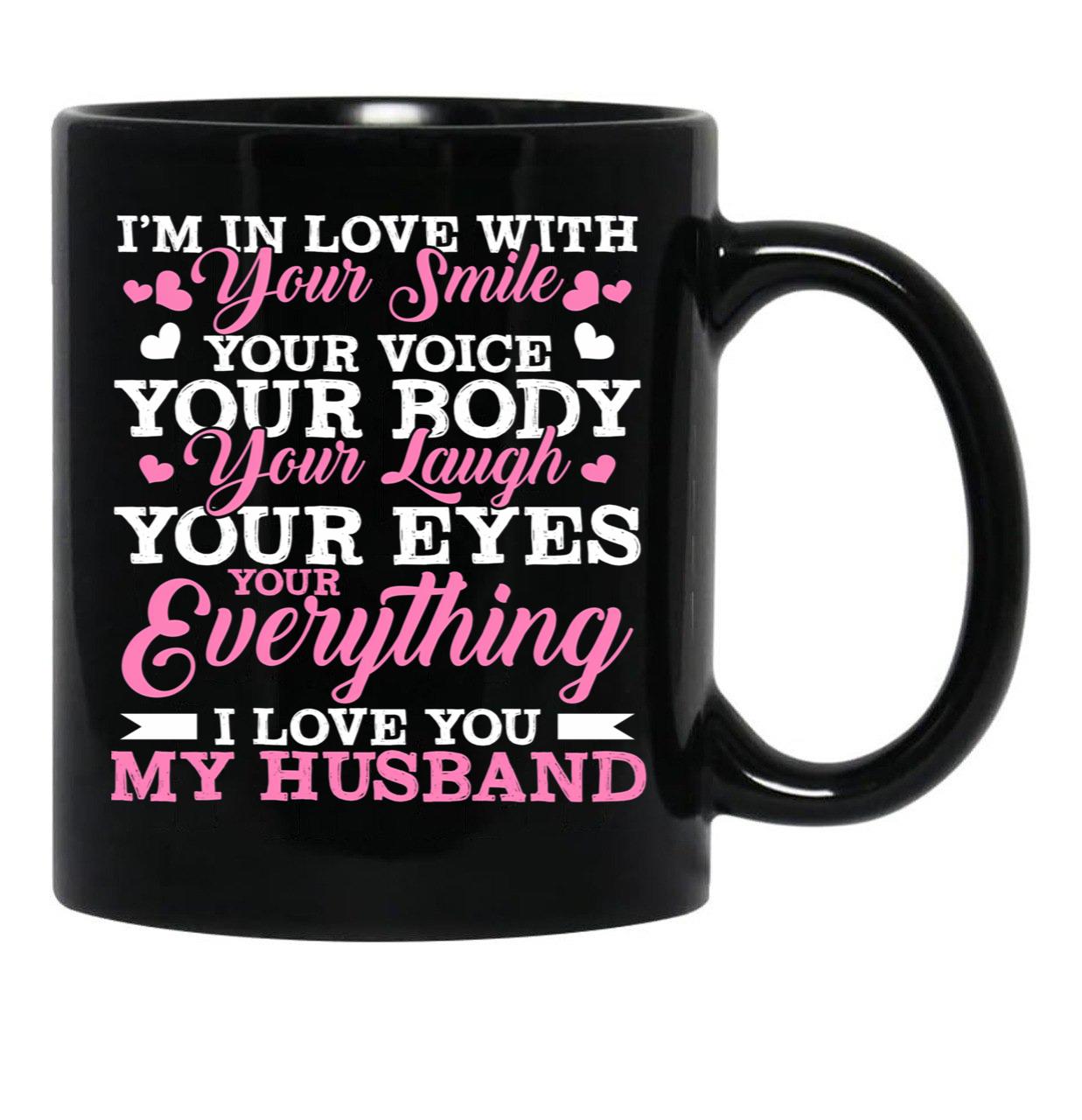 I Love You My Husband Wife Family Black Coffee Mug - Black
