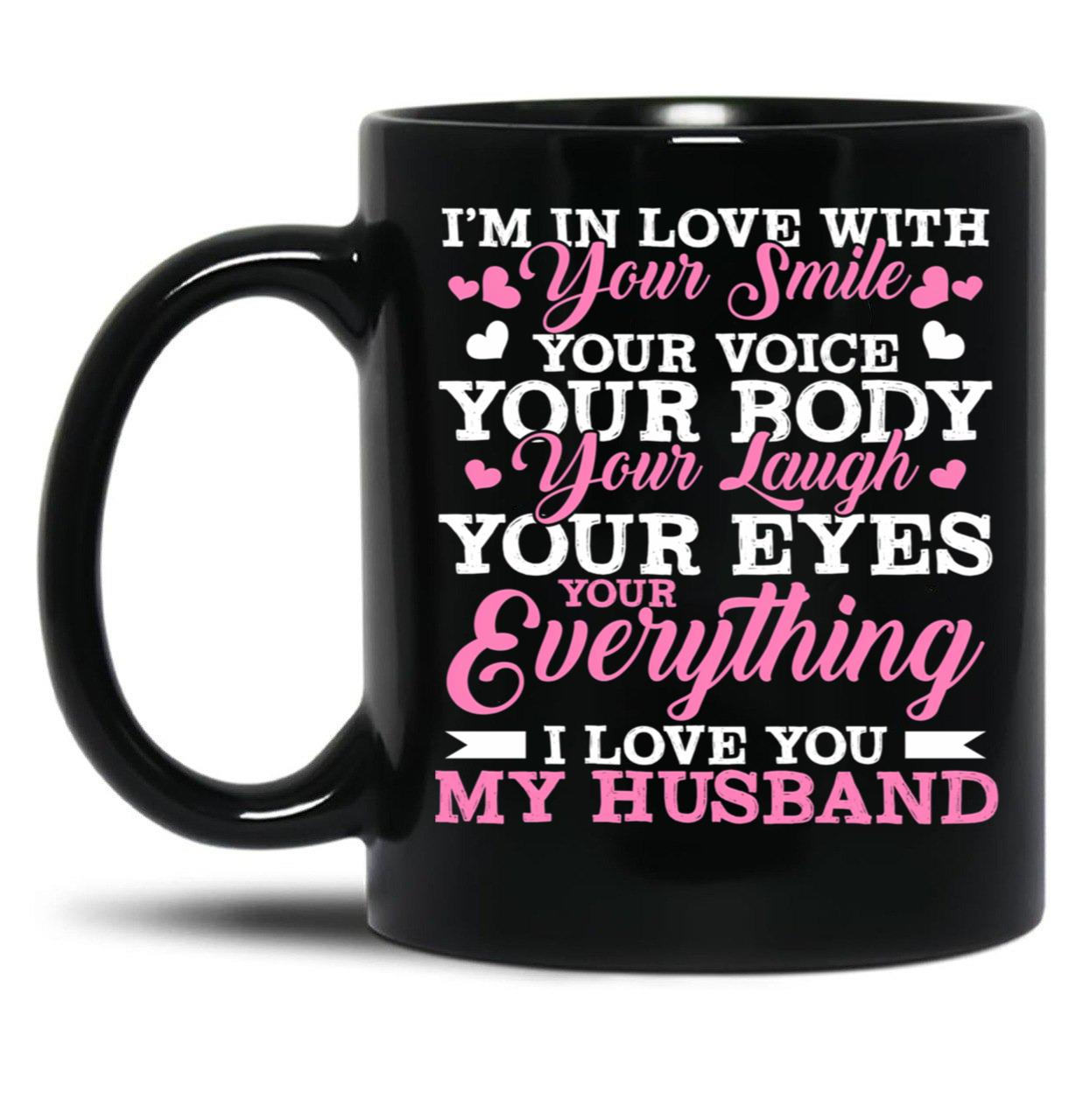 I Love You My Husband Wife Family Black Coffee Mug