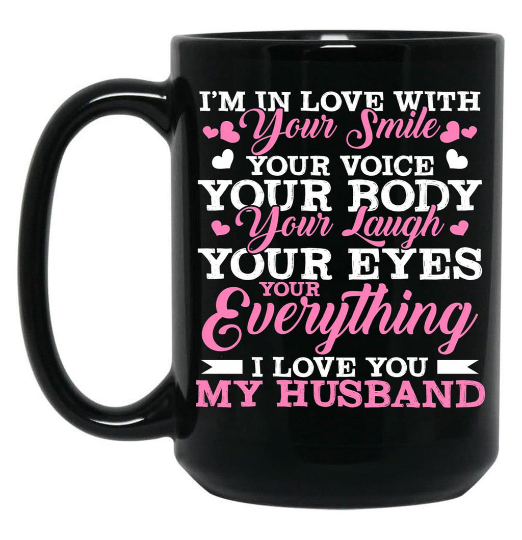 I Love You My Husband Wife Family Black Coffee Mug