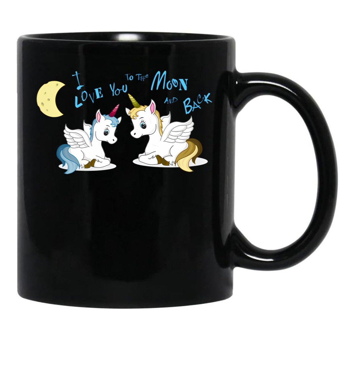 I Love You To The Moon And Back Black Coffee Mug - Black