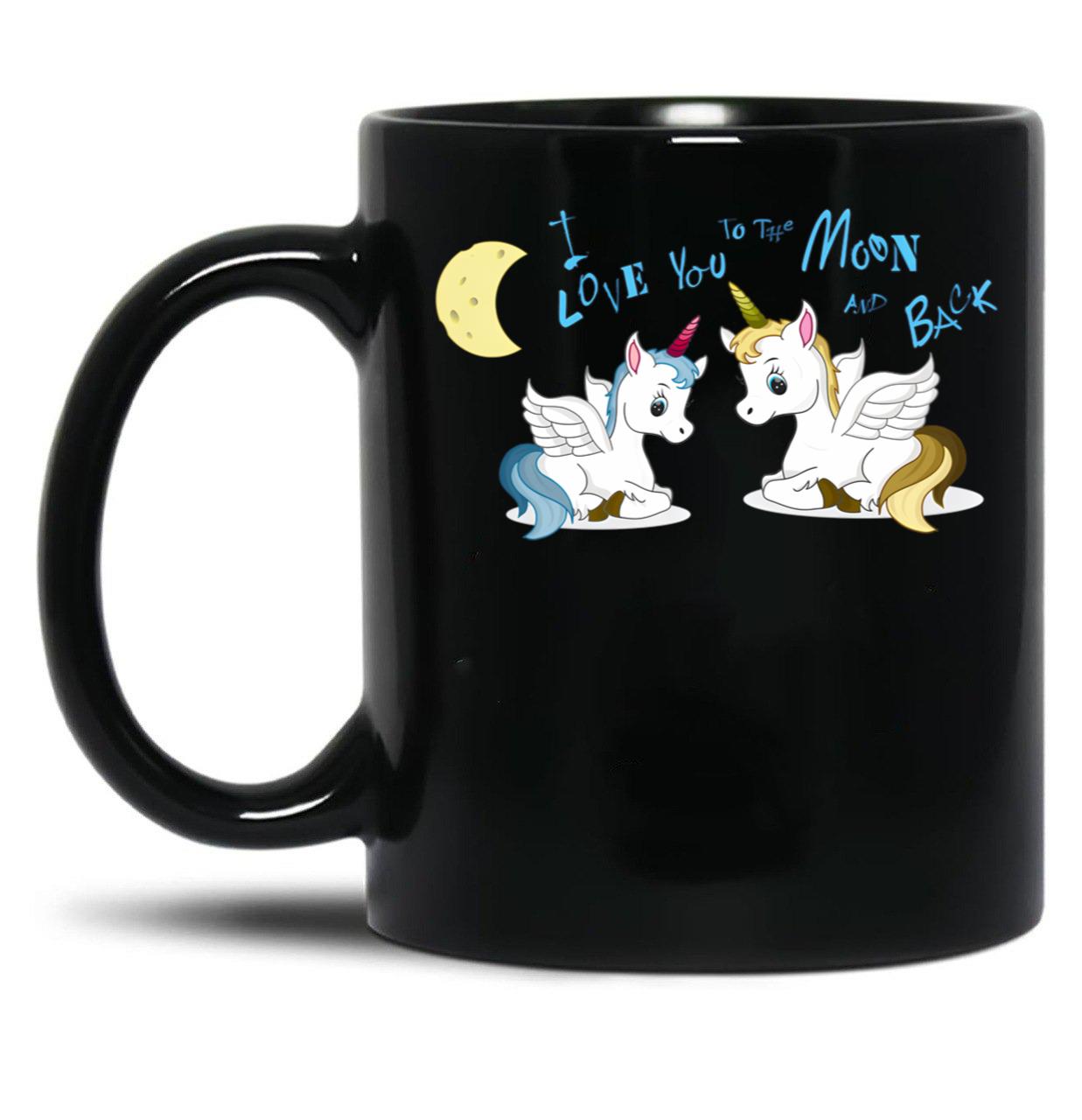 I Love You To The Moon And Back Black Coffee Mug