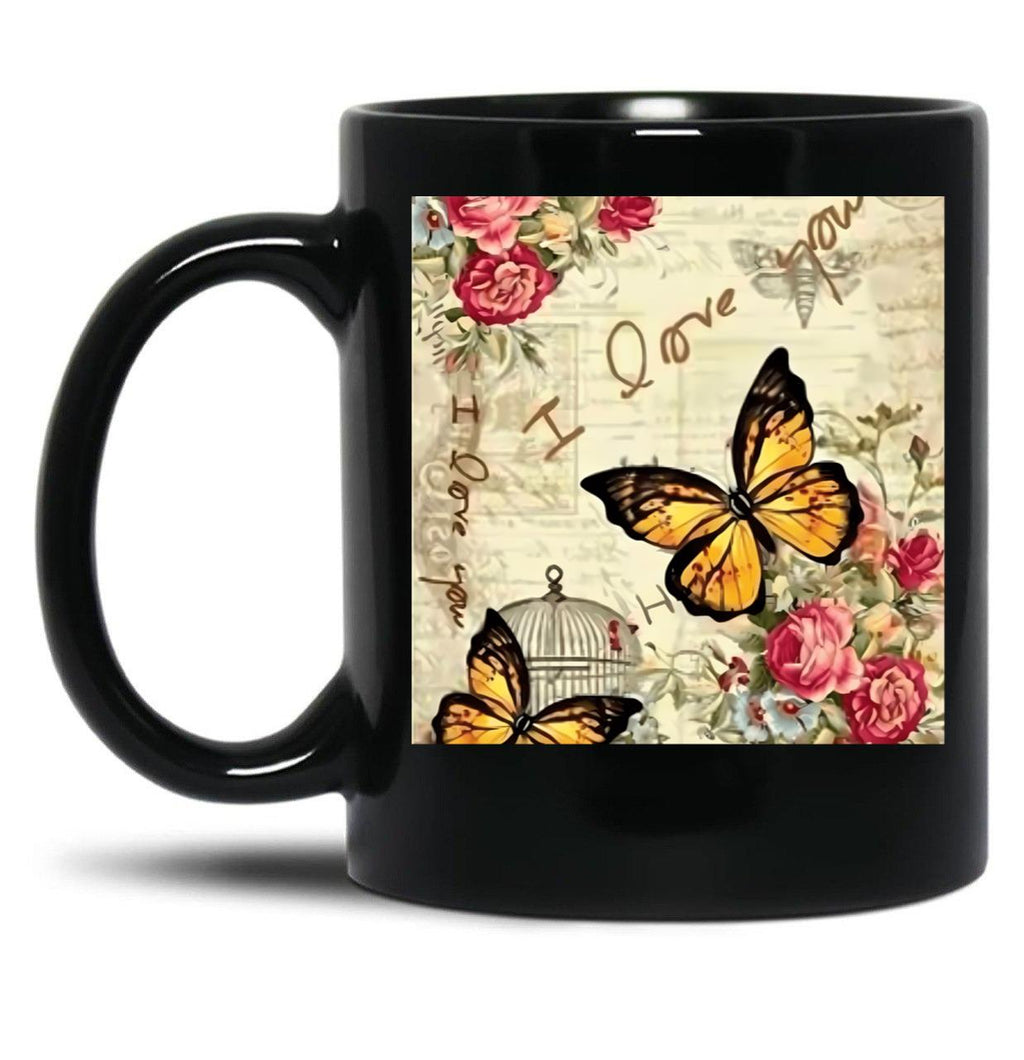 I Love You (1) Black Coffee Mug