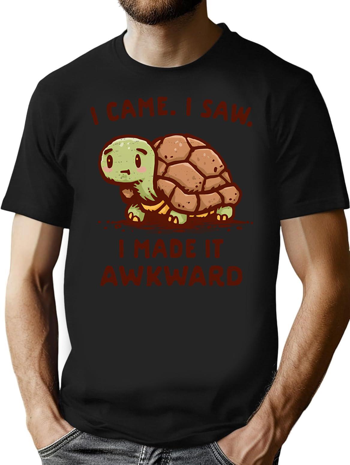I Made It Awkward T-Shirt for Men & Women, T-Shirts Graphic Tee - Black