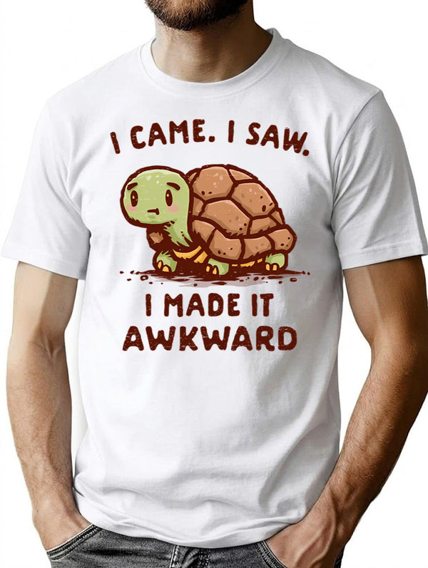 I Made It Awkward T-Shirt for Men & Women, T-Shirts Graphic Tee - White