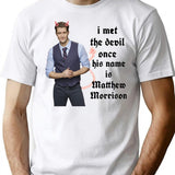 I Met The Devil Once His Name is Matthew Morrison Premium Heavyweight Cotton T-Shirt - White