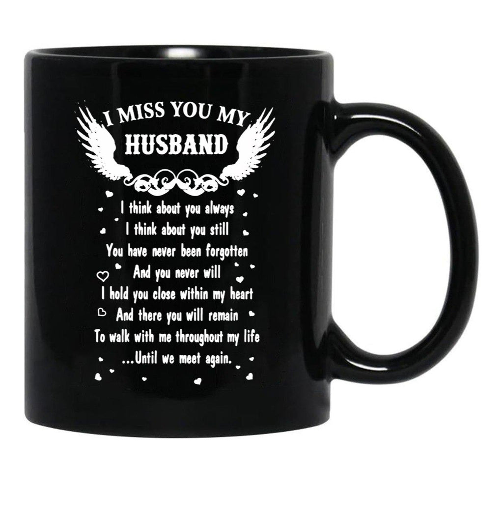 I Miss You My Husband Black Coffee Mug - Black