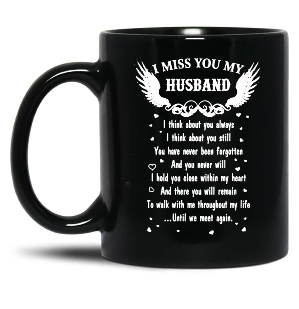 I Miss You My Husband Black Coffee Mug
