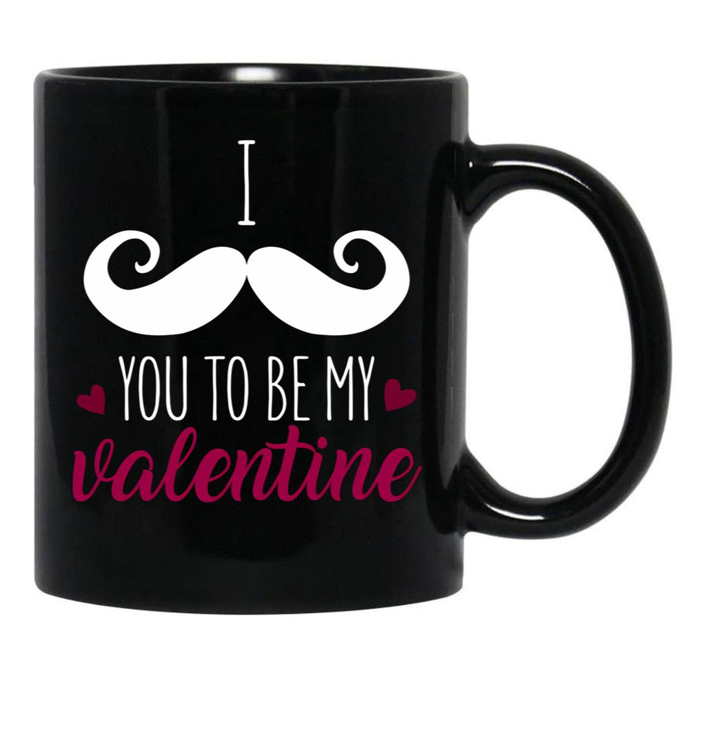 I Muctache You To Be My Valentine Black Coffee Mug - Black