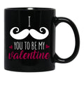 I Muctache You To Be My Valentine Black Coffee Mug - Black