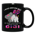 I Never Knew How Much My Heart Could Hold Til Someone Called Me Gigi Elephant Hippie Black Coffee Mug - Black