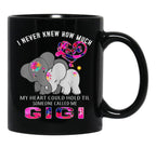 I Never Knew How Much My Heart Could Hold Til Someone Called Me Gigi Elephant Hippie Black Coffee Mug - Black
