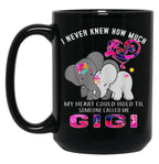 I Never Knew How Much My Heart Could Hold Til Someone Called Me Gigi Elephant Hippie Black Coffee Mug