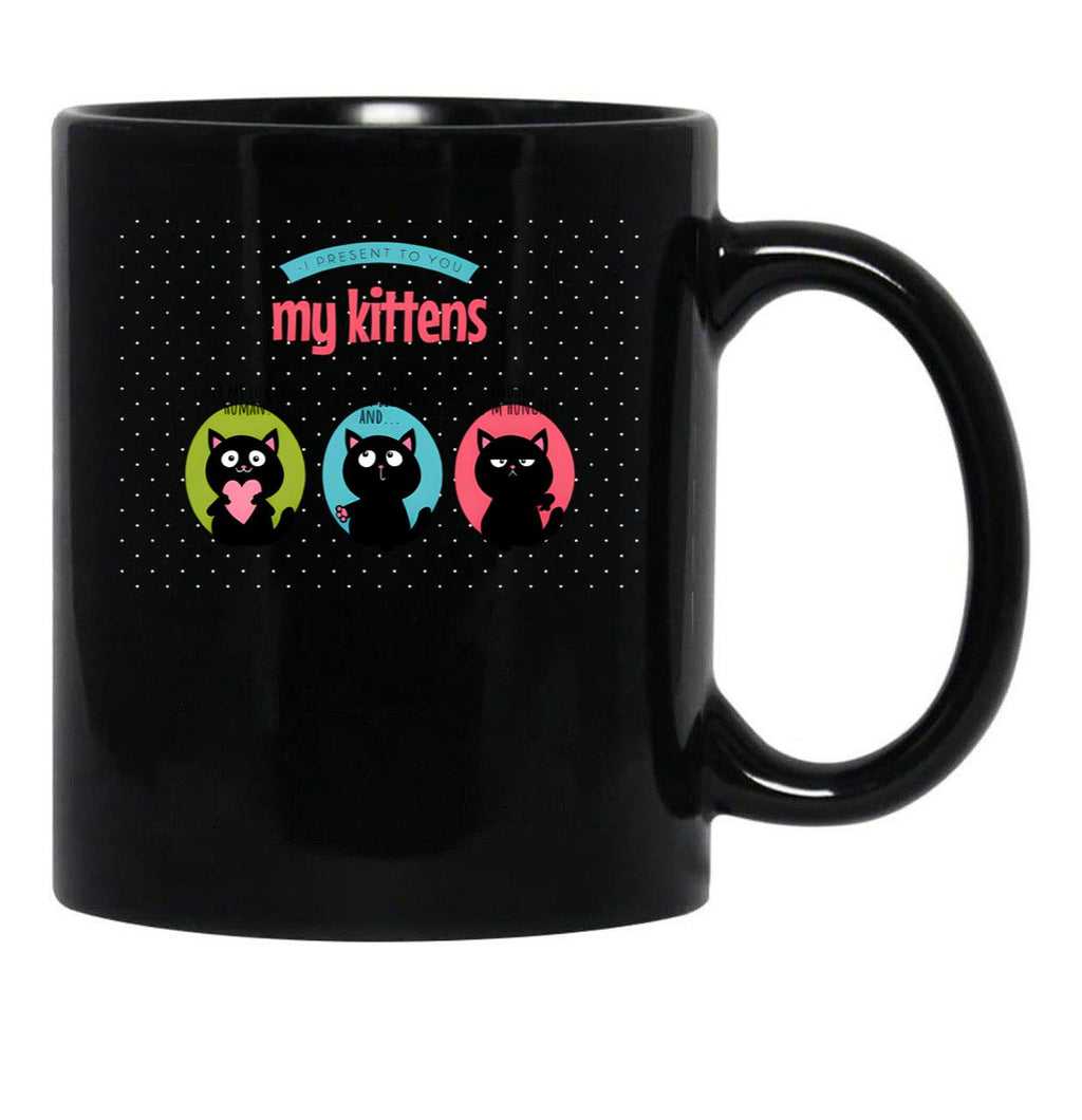 I Present My Kitten Black Coffee Mug - Black